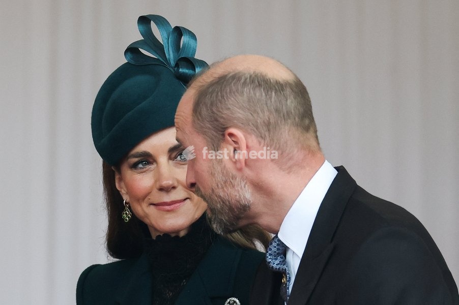Britain's William Prince of Wales and Kate, Princess of Wales attend a welcome ceremony for Oman's Sultan Haitham bin Tariq on the Royal Dais at Datchet Road during the Sultan's state visit to Britain, in Windsor, Britain, October 20, 2026