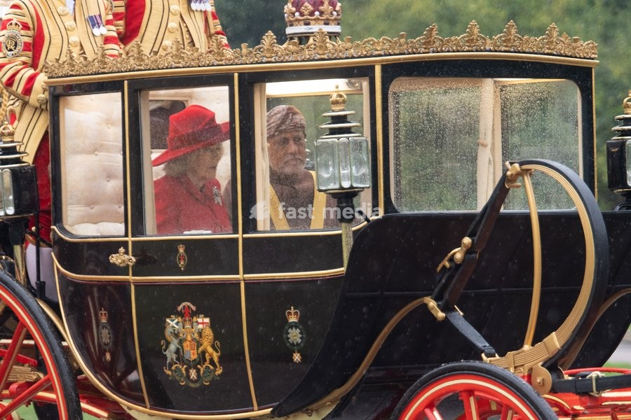 Queen Camilla and Deputy Prime Minister -Shihab bin Tariq Al Said arrive at Windsor Castle for the Ceremonial Welcome for the State Visit of The Sultan of Oman in Windsor, England, UK on Tuesday 20 October, 2026