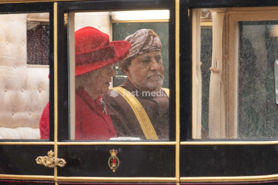 Queen Camilla and Deputy Prime Minister -Shihab bin Tariq Al Said arrive at Windsor Castle for the Ceremonial Welcome for the State Visit of The Sultan of Oman in Windsor, England, UK on Tuesday 20 October, 2026