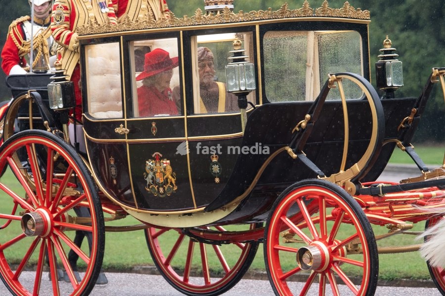 Queen Camilla and Deputy Prime Minister -Shihab bin Tariq Al Said arrive at Windsor Castle for the Ceremonial Welcome for the State Visit of The Sultan of Oman in Windsor, England, UK on Tuesday 20 October, 2026