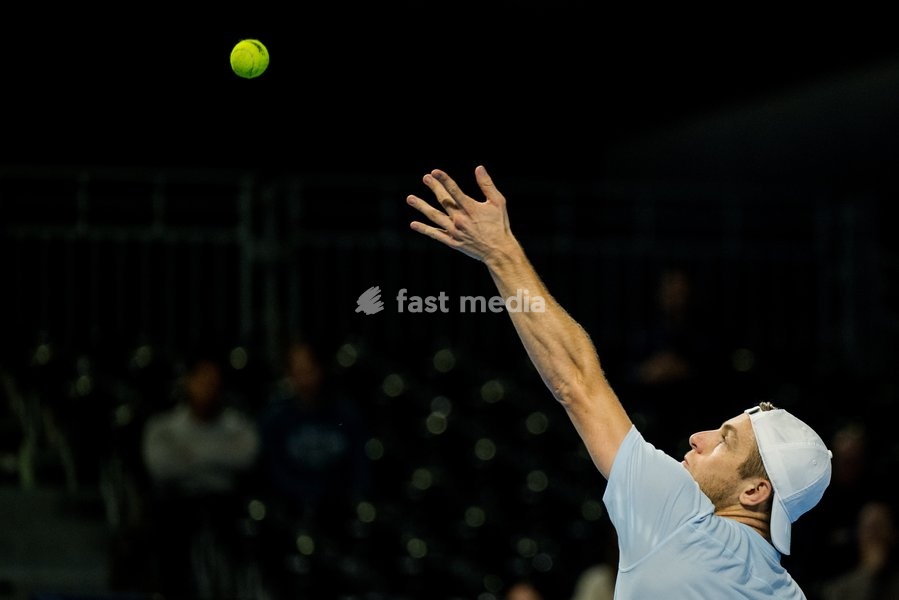 Tallon Griekspoor of the Netherlands pictured in action during the European Open ATP tennis tournament in Brussels, on Tuesday 20 October. This year's edition of the tournament is taking place from 17 to 25 October