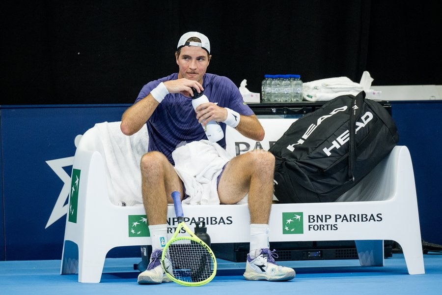 Jan-Lennard Struff of Germany pictured in action during the European Open ATP tennis tournament in Brussels, on Tuesday 20 October. This year's edition of the tournament is taking place from 17 to 25 October
