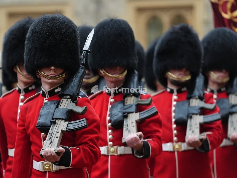 Grenadier Guards during the ceremonial welcome for the Sultan of Oman, Sultan Haitham bin Tarik al Said, at Windsor Castle, Berkshire, during his state visit to the UK. Picture date: Tuesday October 20, 2026