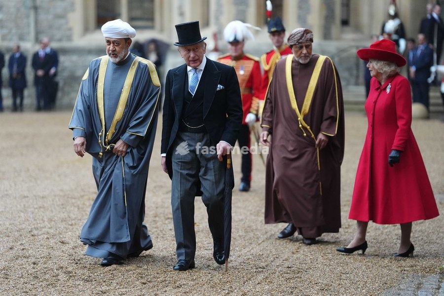 King Charles III, Sultan of Oman, Sultan Haitham bin Tarik al Said (left) and Queen Camilla at Windsor Castle, Berkshire, during his state visit to the UK. Picture date: Tuesday October 20, 2026