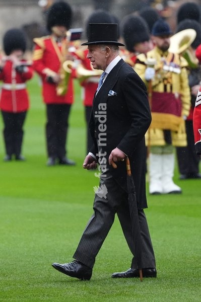 King Charles III during the ceremonial welcome for the Sultan of Oman, Sultan Haitham bin Tarik al Said, at Windsor Castle, Berkshire, during his state visit to the UK. Picture date: Tuesday October 20, 2026