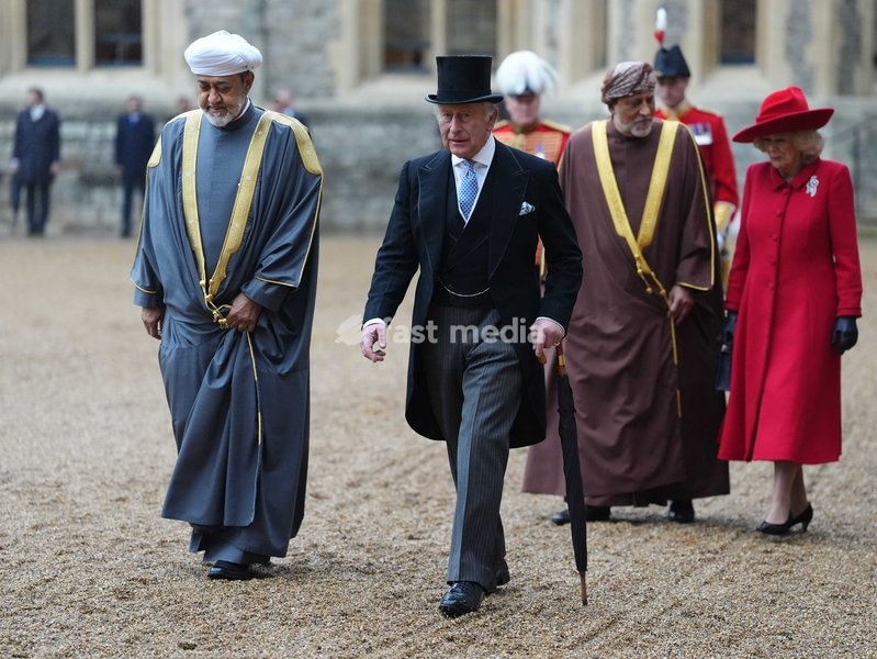 King Charles III, Sultan of Oman, Sultan Haitham bin Tarik al Said (left) and Queen Camilla at Windsor Castle, Berkshire, during his state visit to the UK. Picture date: Tuesday October 20, 2026
