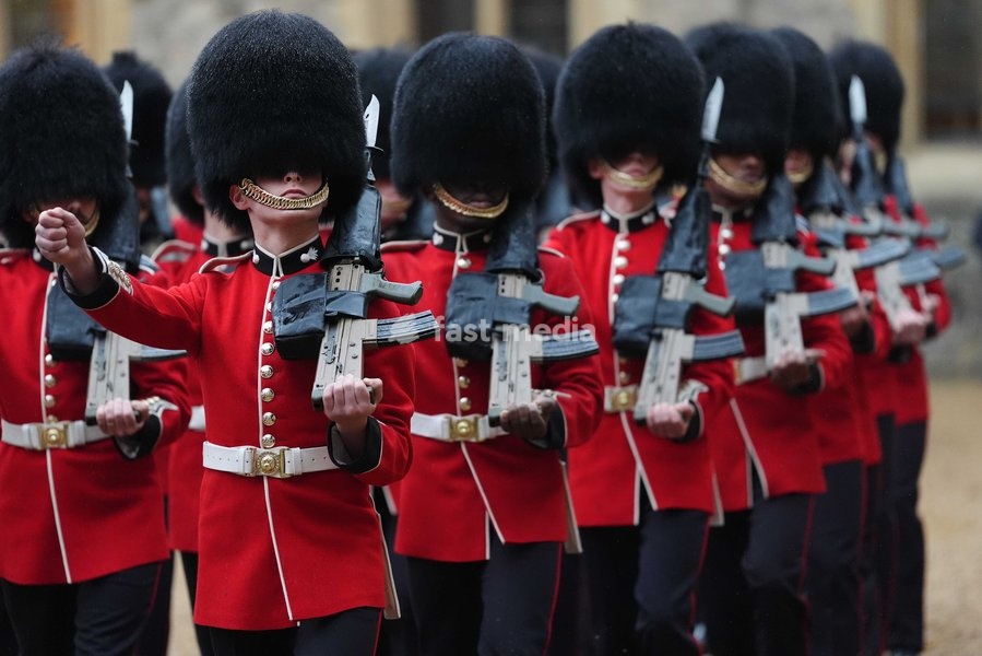 Grenadier Guards during the ceremonial welcome for the Sultan of Oman, Sultan Haitham bin Tarik al Said, at Windsor Castle, Berkshire, during his state visit to the UK. Picture date: Tuesday October 20, 2026