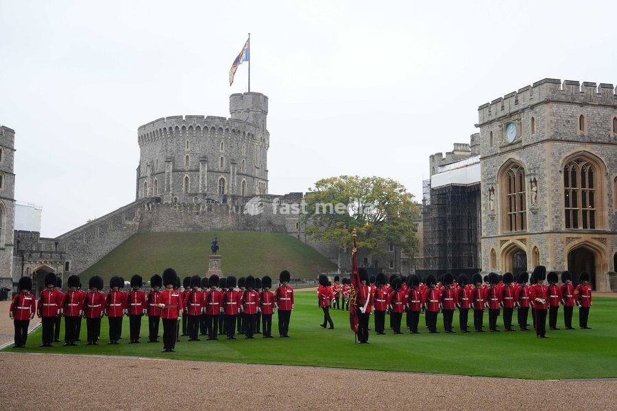 Grenadier Guards during the ceremonial welcome for the Sultan of Oman, Sultan Haitham bin Tarik al Said, at Windsor Castle, Berkshire, during his state visit to the UK. Picture date: Tuesday October 20, 2026