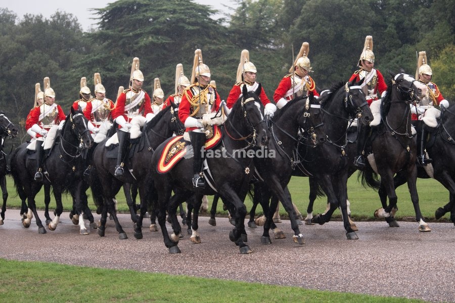 Members of the Coldstream Guards at Windsor Castle for the Ceremonial Welcome for the State Visit of The Sultan of Oman in Windsor, England, UK on Tuesday 20 October, 2026