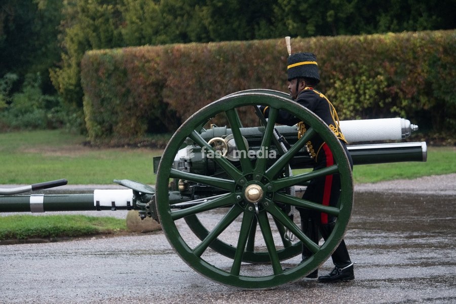 Members of the King's Troop, Royal Horse Artillery at Windsor Castle for the Ceremonial Welcome for the State Visit of The Sultan of Oman in Windsor, England, UK on Tuesday 20 October, 2026