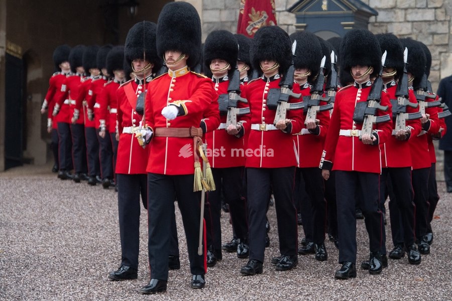 Members of the Scots guards at Windsor Castle for the Ceremonial Welcome for the State Visit of The Sultan of Oman in Windsor, England, UK on Tuesday 20 October, 2026