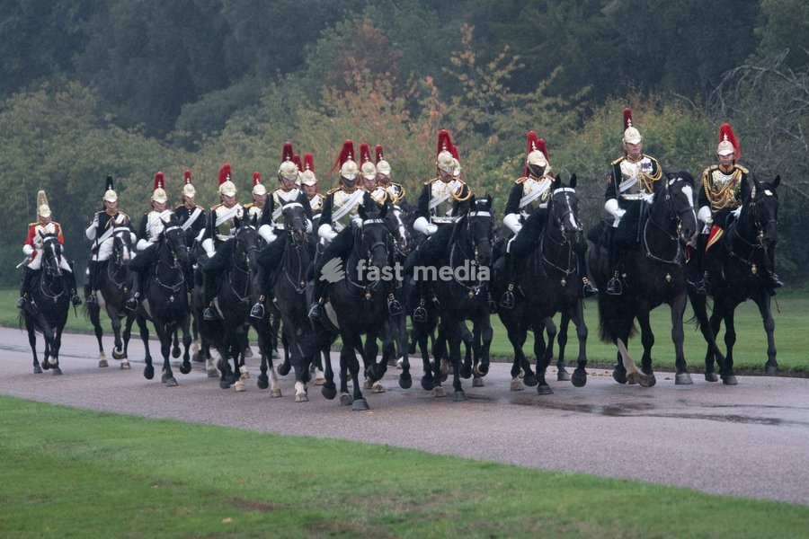 Members of the Coldstream Guards at Windsor Castle for the Ceremonial Welcome for the State Visit of The Sultan of Oman in Windsor, England, UK on Tuesday 20 October, 2026