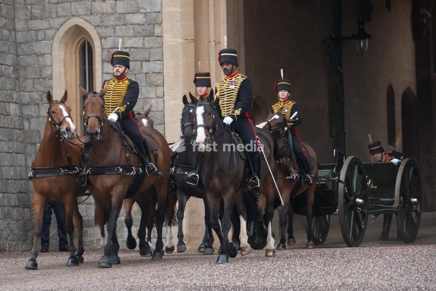 Members of the King's Troop, Royal Horse Artillery at Windsor Castle for the Ceremonial Welcome for the State Visit of The Sultan of Oman in Windsor, England, UK on Tuesday 20 October, 2026