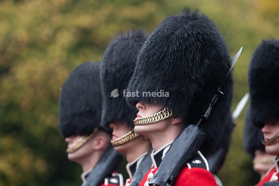 Members of the Scots guards at Windsor Castle for the Ceremonial Welcome for the State Visit of The Sultan of Oman in Windsor, England, UK on Tuesday 20 October, 2026