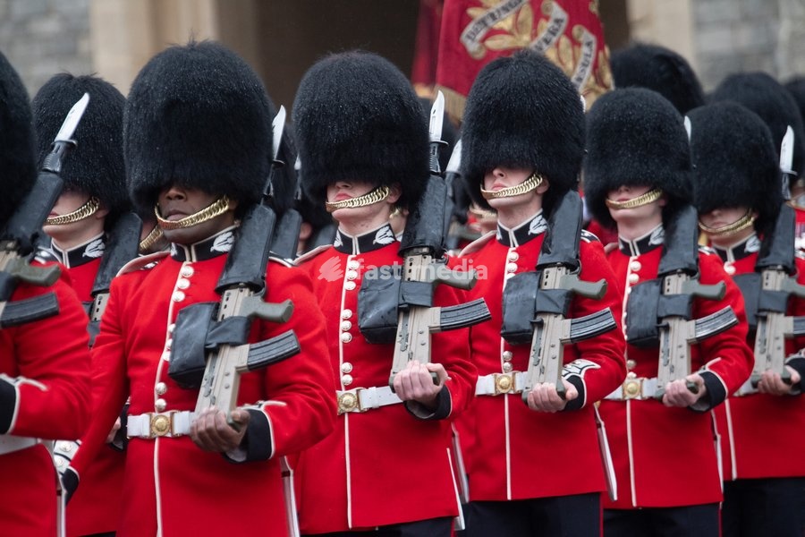Members of the Scots guards at Windsor Castle for the Ceremonial Welcome for the State Visit of The Sultan of Oman in Windsor, England, UK on Tuesday 20 October, 2026