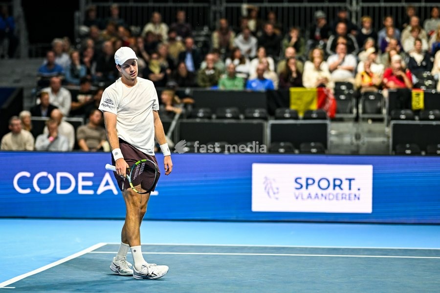 Botic Van de Zandschulp of the Netherlands look dejected during the European Open ATP tennis tournament in Brussels, on 20 October. This year's edition of the tournament is taking place from 17 to 25 October