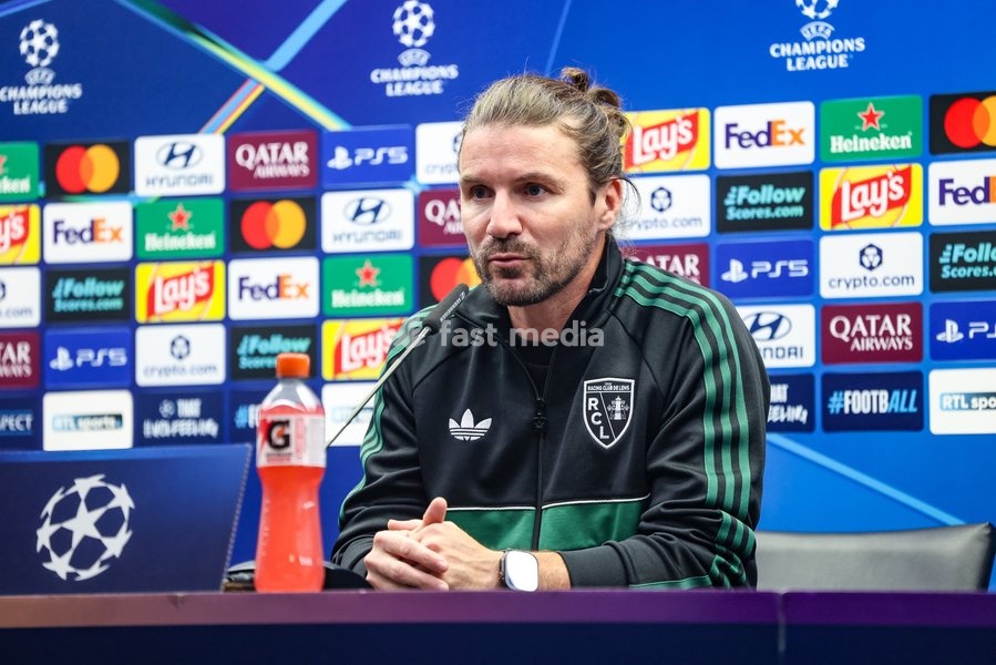 Lens' head coach Yannick Cahuzac pictured during a press conference of French soccer team Racing Club de Lens, Tuesday 20 October 2026 in Brugge. The team is preparing for the third game in the UEFA Champions League league phase against Club Brugge tomorrow