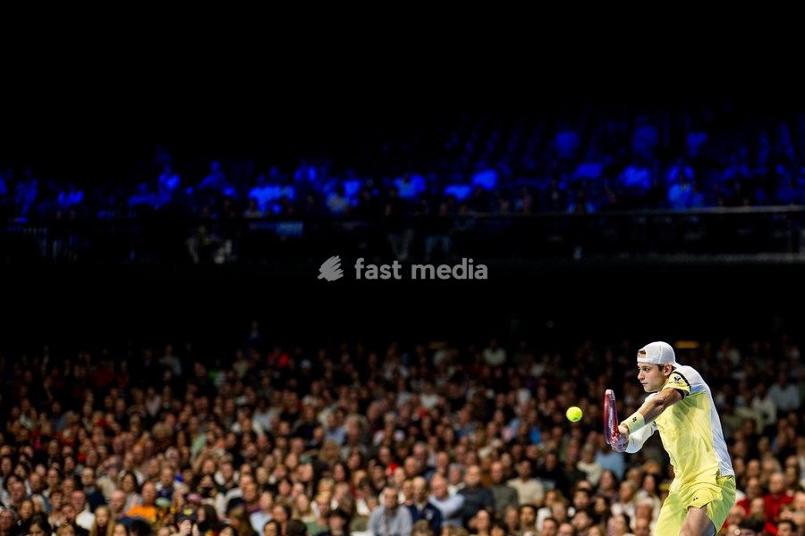 Zizou Bergs of Belgium pictured in action during the European Open ATP tennis tournament in Brussels, on Tuesday 20 October. This year's edition of the tournament is taking place from 17 to 25 October