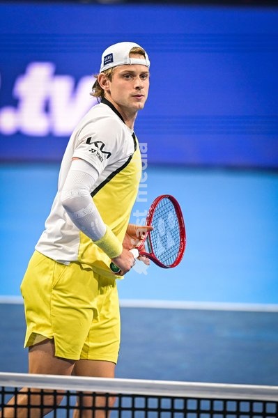 Zizou Bergs of Belgium pictured in action during the European Open ATP tennis tournament in Brussels, on 20 October. This year's edition of the tournament is taking place from 17 to 25 October