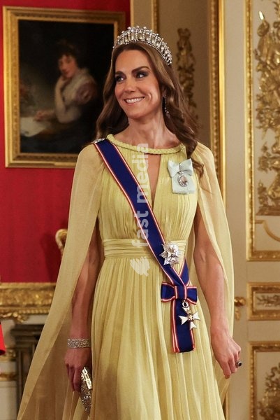 Britain's Kate, Princess of Wales arrives for a State Banquet at Windsor Castle during Oman's Sultan Haitham bin Tariq state visit to Britain, in Windsor, Britain, October 20, 2026