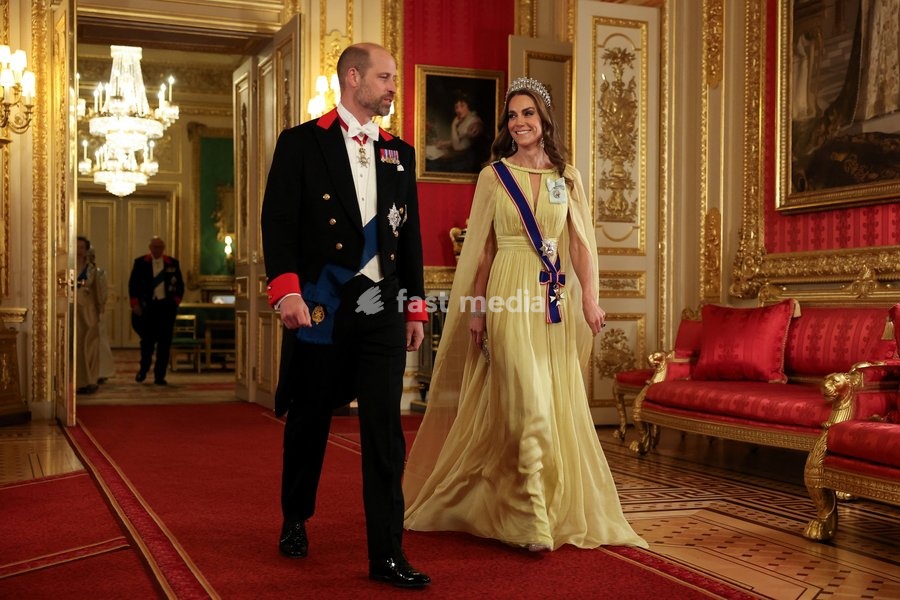 Britain's William and Kate, Prince and Princess of Wales, arrive for a State Banquet at Windsor Castle during the Oman's Sultan Haitham bin Tariq state visit to Britain, in Windsor, Britain, October 20, 2026