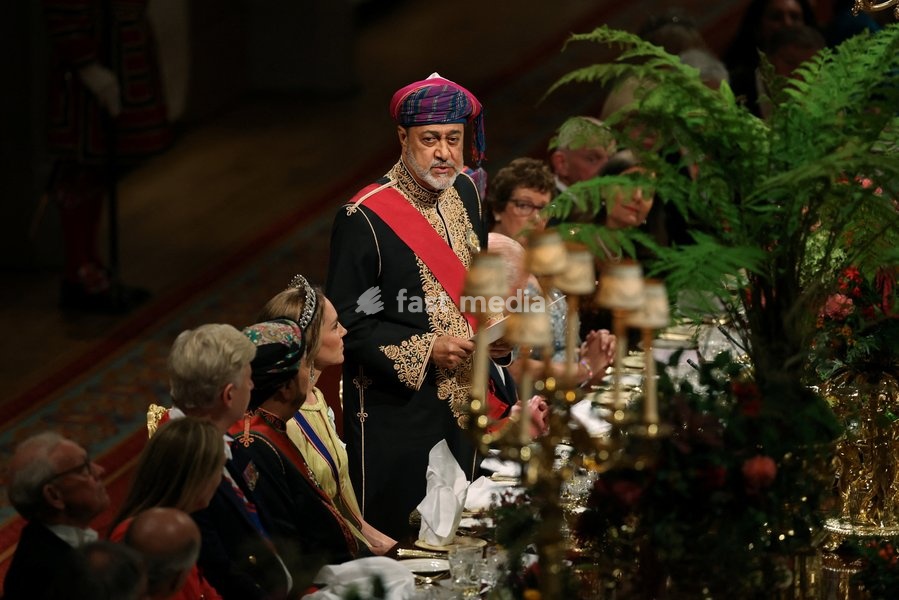 Oman's Sultan Haitham bin Tariq delivers a speech at the State Banquet at Windsor Castle during his state visit to Britain, in Windsor, Britain, October 20, 2026. REUTERS/Isabel