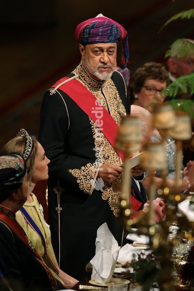 Oman's Sultan Haitham bin Tariq delivers a speech at the State Banquet at Windsor Castle during his state visit to Britain, in Windsor, Britain, October 20, 2026