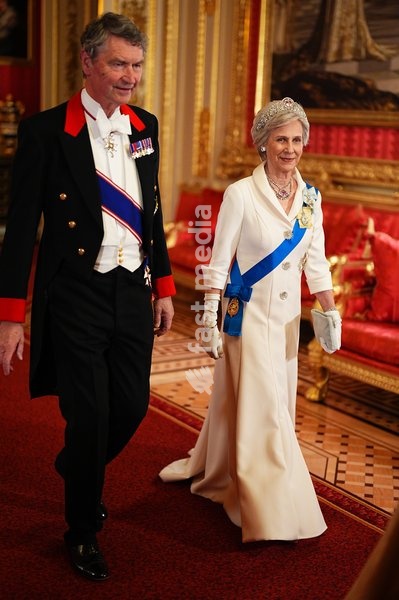 Vice Admiral Sir Timothy Laurence and the Duchess of Gloucester ahead of the state banquet for the Sultan of Oman, Sultan Haitham bin Tarik al Said at Windsor Castle, Berkshire, on day one of his state visit to the UK. Picture date: Tuesday October 20, 2026