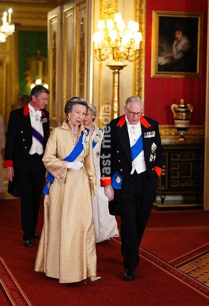 The Princess Royal and the Duke of Gloucester ahead of the state banquet for the Sultan of Oman, Sultan Haitham bin Tarik al Said at Windsor Castle, Berkshire, on day one of his state visit to the UK. Picture date: Tuesday October 20, 2026