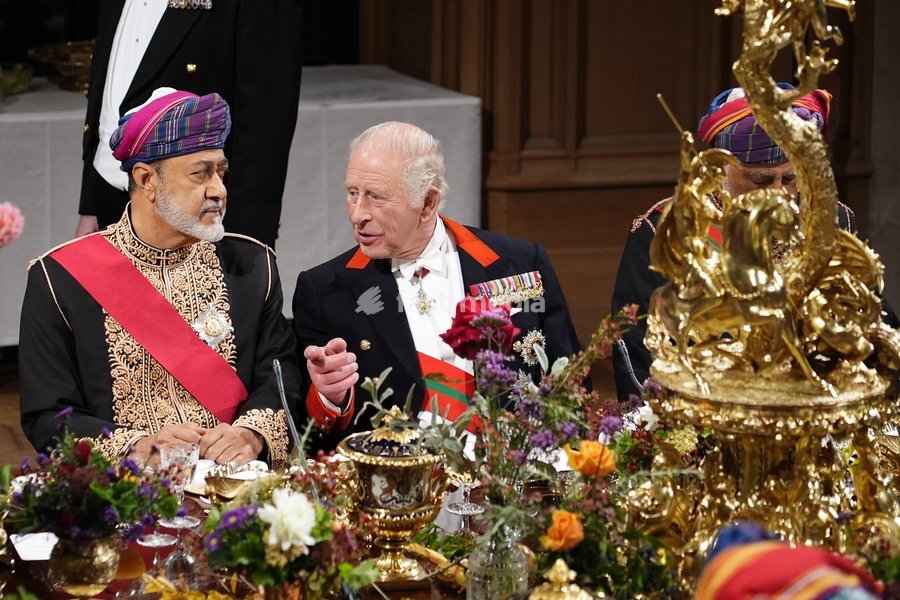 The Sultan of Oman, Sultan Haitham bin Tarik al Said (left) with King Charles III during the state banquet for the Sultan of Oman, Sultan Haitham bin Tarik al Said at Windsor Castle, Berkshire, on day one of his state visit to the UK. Picture date: Tuesday October 20, 2026