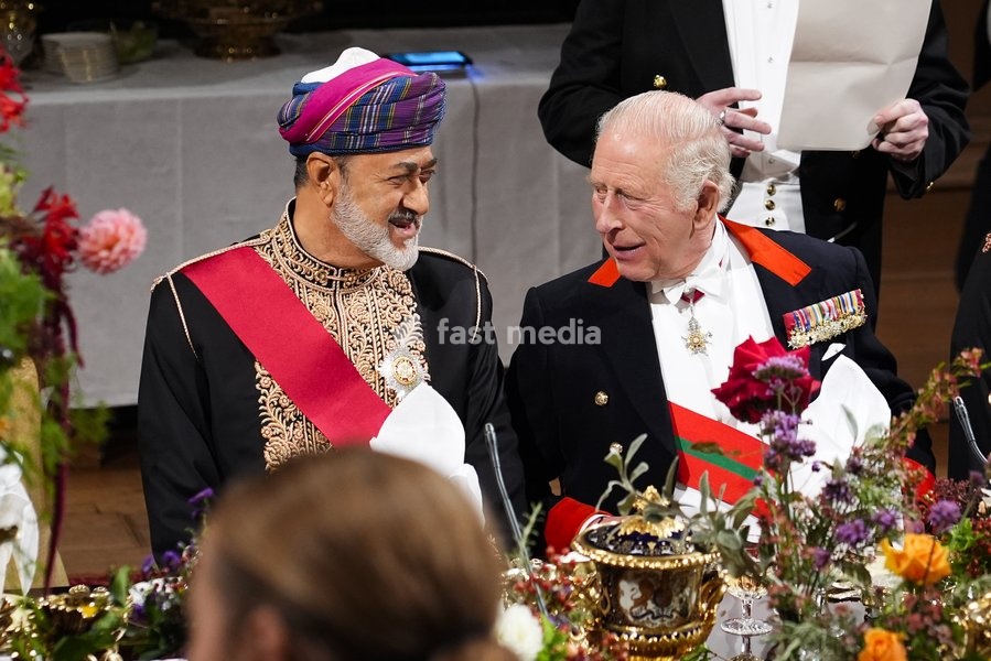 The Sultan of Oman, Sultan Haitham bin Tarik al Said (left) with King Charles III during the state banquet for the Sultan of Oman, Sultan Haitham bin Tarik al Said at Windsor Castle, Berkshire, on day one of his state visit to the UK. Picture date: Tuesday October 20, 2026