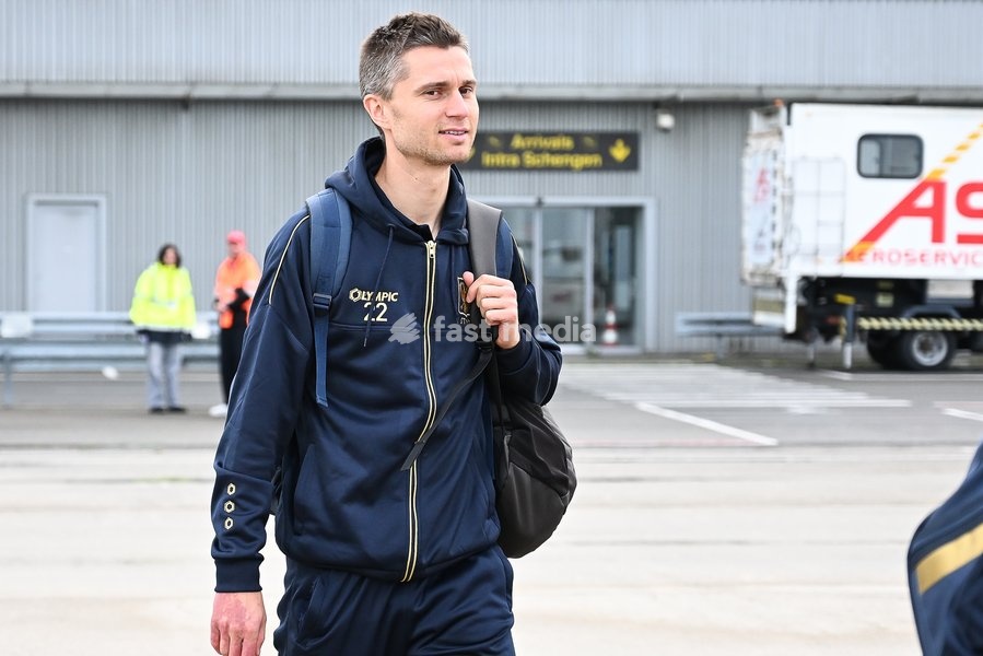 STVV's Wolke Janssens pictured at the departure of Belgian soccer team Sint-Truidense VV, flying from Liege airport towards Denmark on Wednesday 21 October 2026. Tomorrow STVV will play Danish FC Midtjylland on the second day of the UEFA Conference League league phase