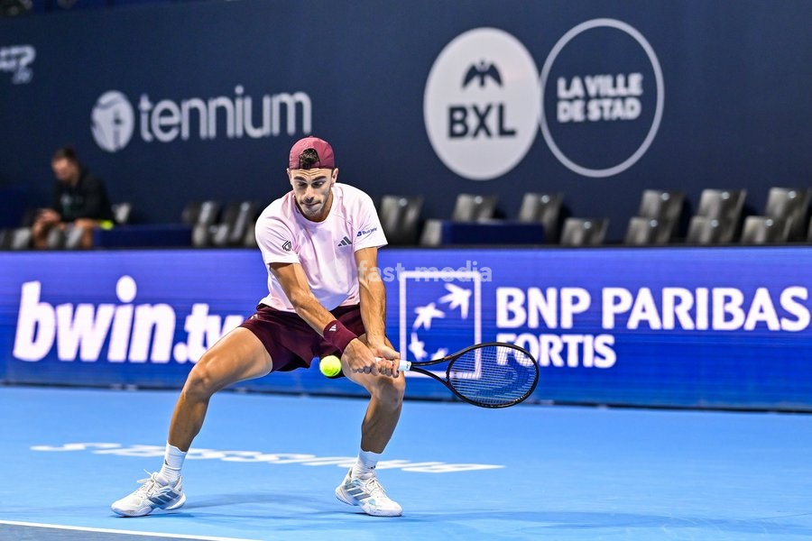 Francisco Cerundolo of Argentina pictured in action during the European Open ATP tennis tournament in Brussels, on 21 October. This year's edition of the tournament is taking place from 17 to 25 October
