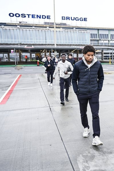 Kyrell Wilson of KAA Gent pictured at the departure of Belgian soccer team KAA Gent, travelling from Oostende Airport to Porto, Portugal, on Wednesday 21 October 2026. The team will play Tomorrow the second match of the UEFA Conference League league phase against Portuguese SC Braga