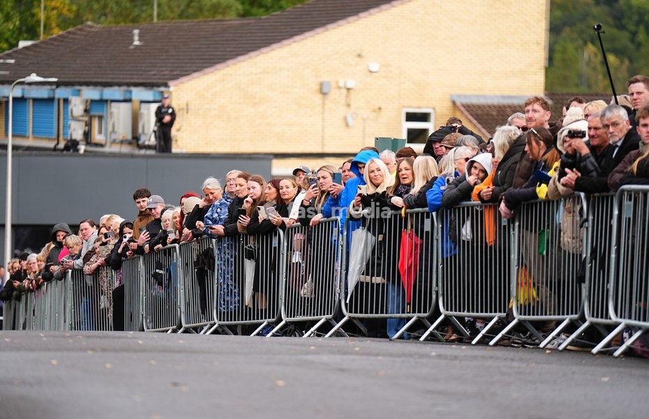 Members of the public line the streets ahead of a commemoration event at Aberfan Memorial Garden, where members of the royal family will survivors, bereaved parents and members of the community in paying tribute to the 144 people who lost their lives in the Aberfan disaster on October 21 1966.…