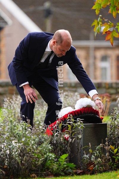 The Prince of Wales lays a wreath at Aberfan Memorial Garden, where survivors, bereaved parents and members of the community are paying tribute to the 144 people who lost their lives in the Aberfan disaster on October 21 1966. Picture date: Wednesday October 21, 2026