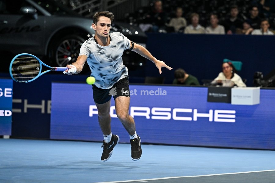 Mariano Navone of Argentina pictured in action during the European Open ATP tennis tournament in Brussels, on 21 October. This year's edition of the tournament is taking place from 17 to 25 October
