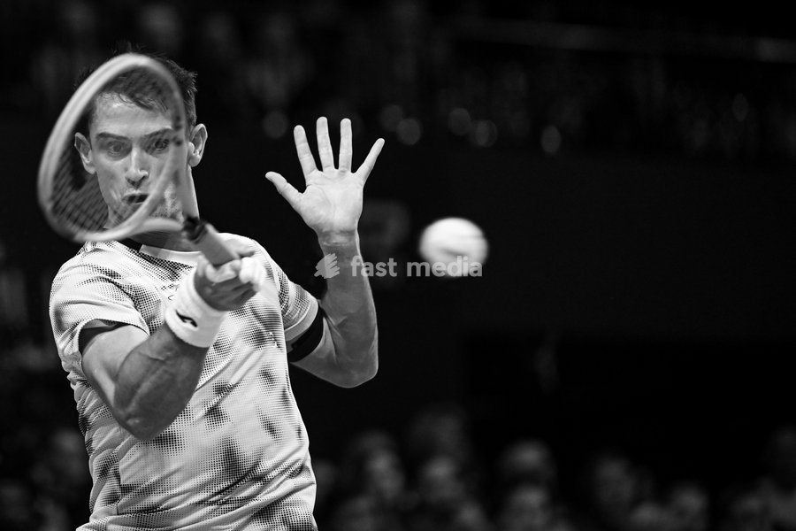 Mariano Navone of Argentina pictured in action during the European Open ATP tennis tournament in Brussels, on 21 October. This year's edition of the tournament is taking place from 17 to 25 October