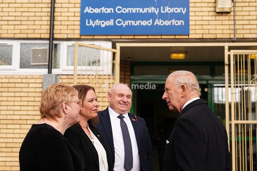 King Charles III at Aberfan and Merthyr Vale Community Centre, during a visit to Aberfan to meet survivors, bereaved parents and members of the community and pay tribute to the 144 people who lost their lives in the Aberfan disaster on October 21 1966. Picture date: Wednesday October 21, 2026