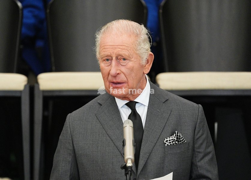 King Charles III gives a speech at Aberfan and Merthyr Vale Community Centre, during a visit to Aberfan to meet survivors, bereaved parents and members of the community and pay tribute to the 144 people who lost their lives in the Aberfan disaster on October 21 1966. Picture date: Wednesday October…
