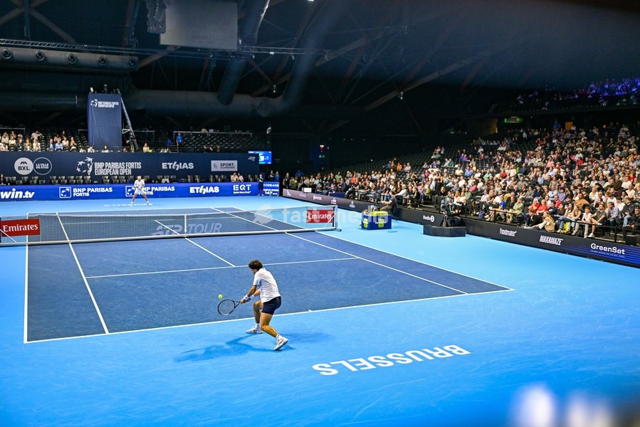 Clement Chidekh of France pictured in action during the European Open ATP tennis tournament in Brussels, on 21 October. This year's edition of the tournament is taking place from 17 to 25 October