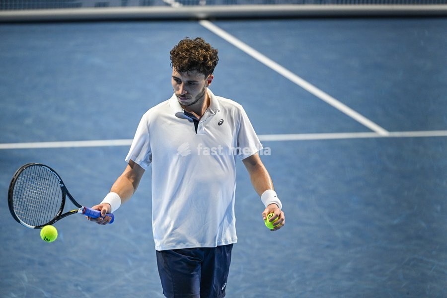 Clement Chidekh of France pictured in action during the European Open ATP tennis tournament in Brussels, on 21 October. This year's edition of the tournament is taking place from 17 to 25 October
