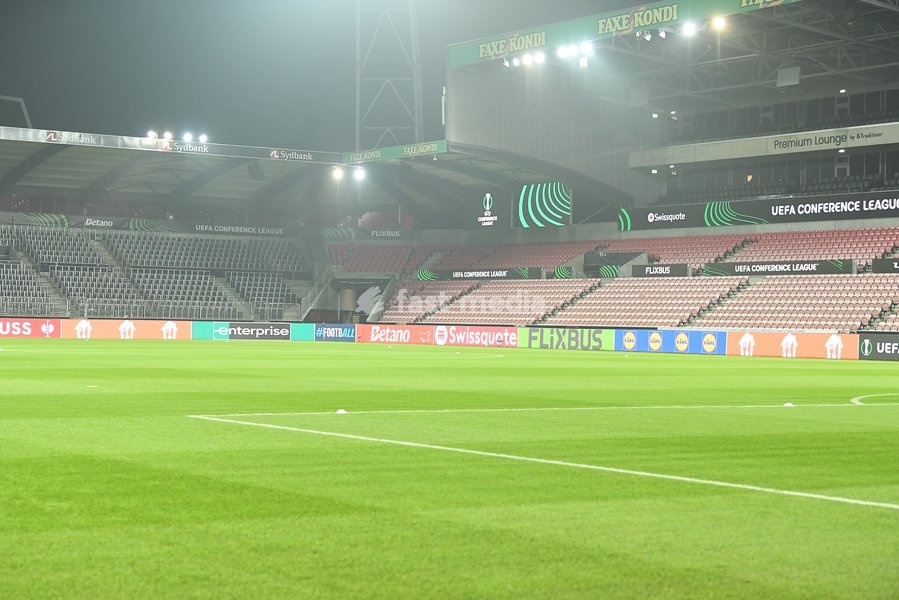 The stadium pictured during a training session of Belgian soccer team Sint-Truidense VV, Wednesday 21 October 2026 in Herning, Denmark, in preparation of tomorrow's game against Danish FC Midtjylland on the second day of the UEFA Conference League league phase