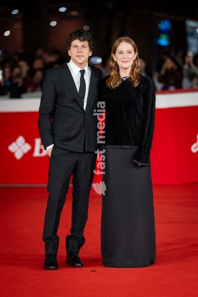 Jesse Eisenberg and Julianne Moore attend the “The Debut” red carpet during the 21st Rome Film Festival at Auditorium Parco Della Musica in Rome, Italy on 21 October 2026