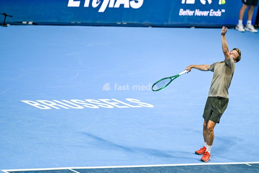 David Goffin of Belgium pictured in action during the European Open ATP tennis tournament in Brussels, on 21 October. This year's edition of the tournament is taking place from 17 to 25 October