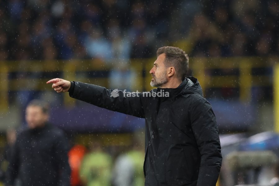 Club's head coach Ivan Leko gestures during a soccer game between Belgian Club Brugge KV and French Racing Club de Lens, Wednesday 21 October 2026 in Brugge, on day three of the UEFA Champions League league phase