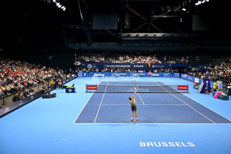 David Goffin of Belgium pictured in action during the European Open ATP tennis tournament in Brussels, on 21 October. This year's edition of the tournament is taking place from 17 to 25 October