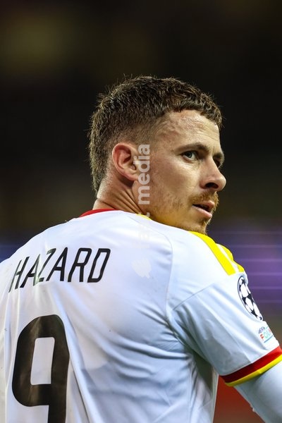Lens' Thorgan Hazard is pictured during a soccer game between Belgian Club Brugge KV and French Racing Club de Lens, Wednesday 21 October 2026 in Brugge, on day three of the UEFA Champions League league phase