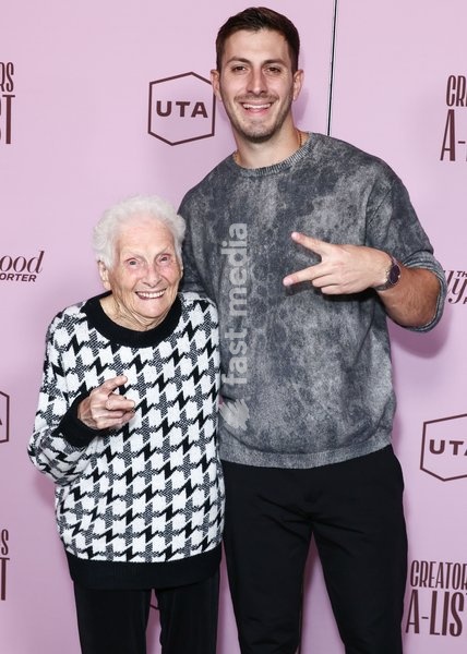 WEST HOLLYWOOD, LOS ANGELES, CALIFORNIA, USA - OCTOBER 21: Gangster Granny and Ross Smith arrive at The Hollywood Reporter (THR) Creators A-List Party Presented by United Talent Agency (UTA) held at Galerie on Sunset on October 21, 2026 in West Hollywood, Los Angeles, California, United States