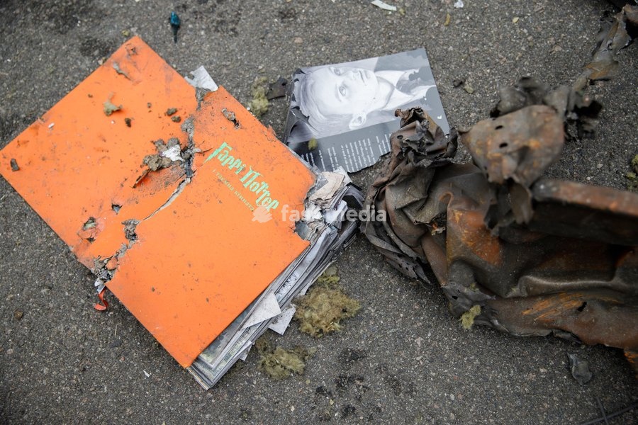 A book from the Harry Potter series by British author J. K. Rowling lies on the ground among rubble in a shopping area in the Obolonskyi district damaged by a Russian attack, Kyiv, Ukraine, October 22, 2026. On Thursday night, Russian forces struck the Ukrainian capital with ballistic missiles and…